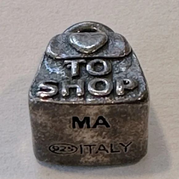 Vintage 🩶 To Shop Silver Bag Charm - Picture 4 of 5